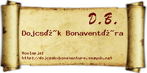 Dojcsák Bonaventúra névjegykártya
